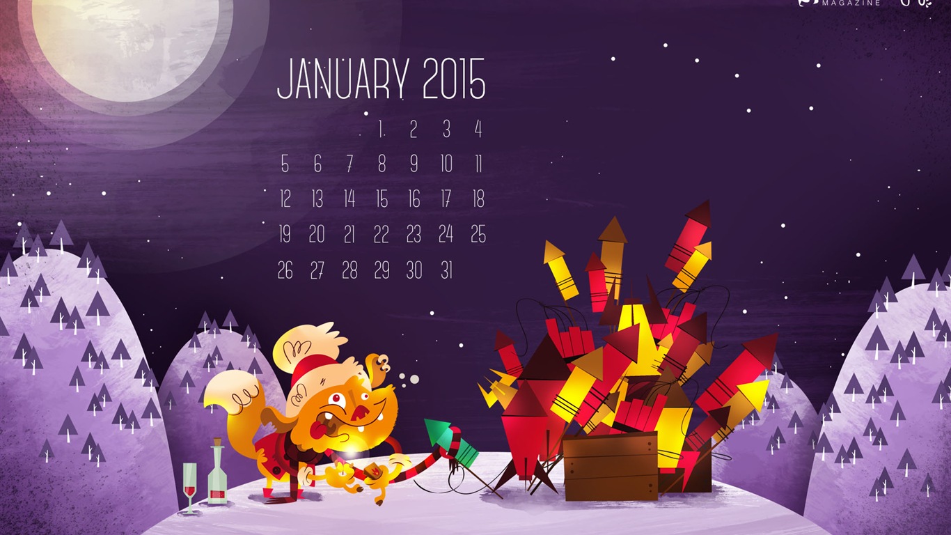 Januar 2015 Kalender Wallpaper (2) #7 - 1366x768