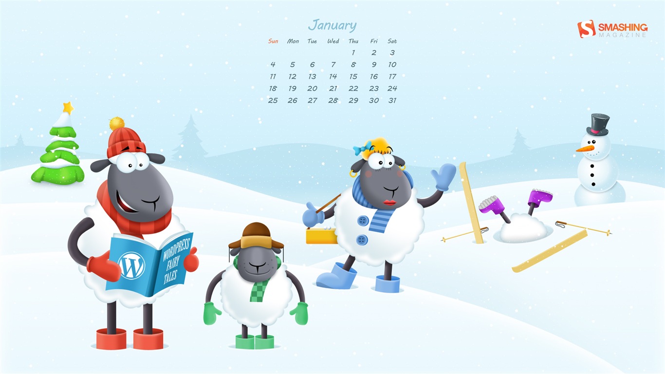 Janvier 2015 calendar fond d'écran (2) #9 - 1366x768