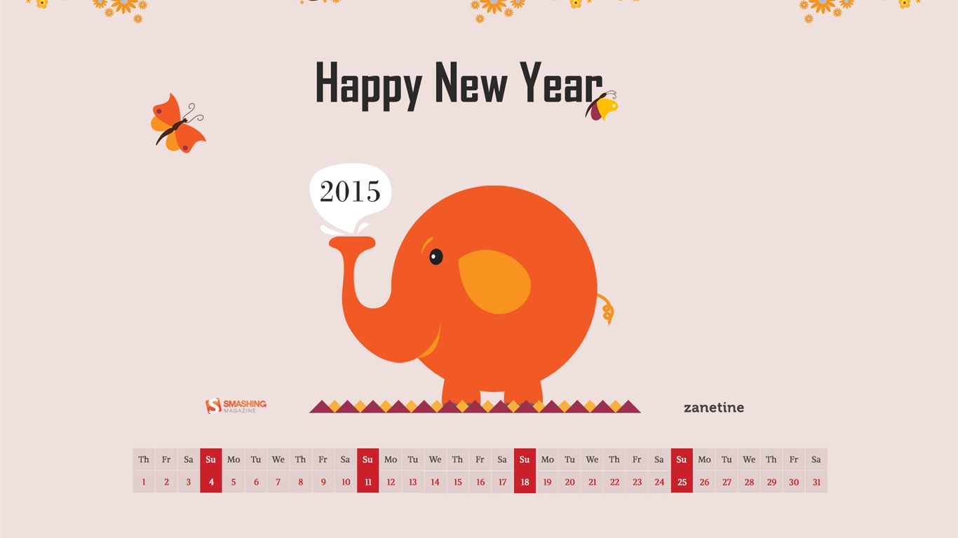 Janvier 2015 calendar fond d'écran (2) #12 - 1366x768