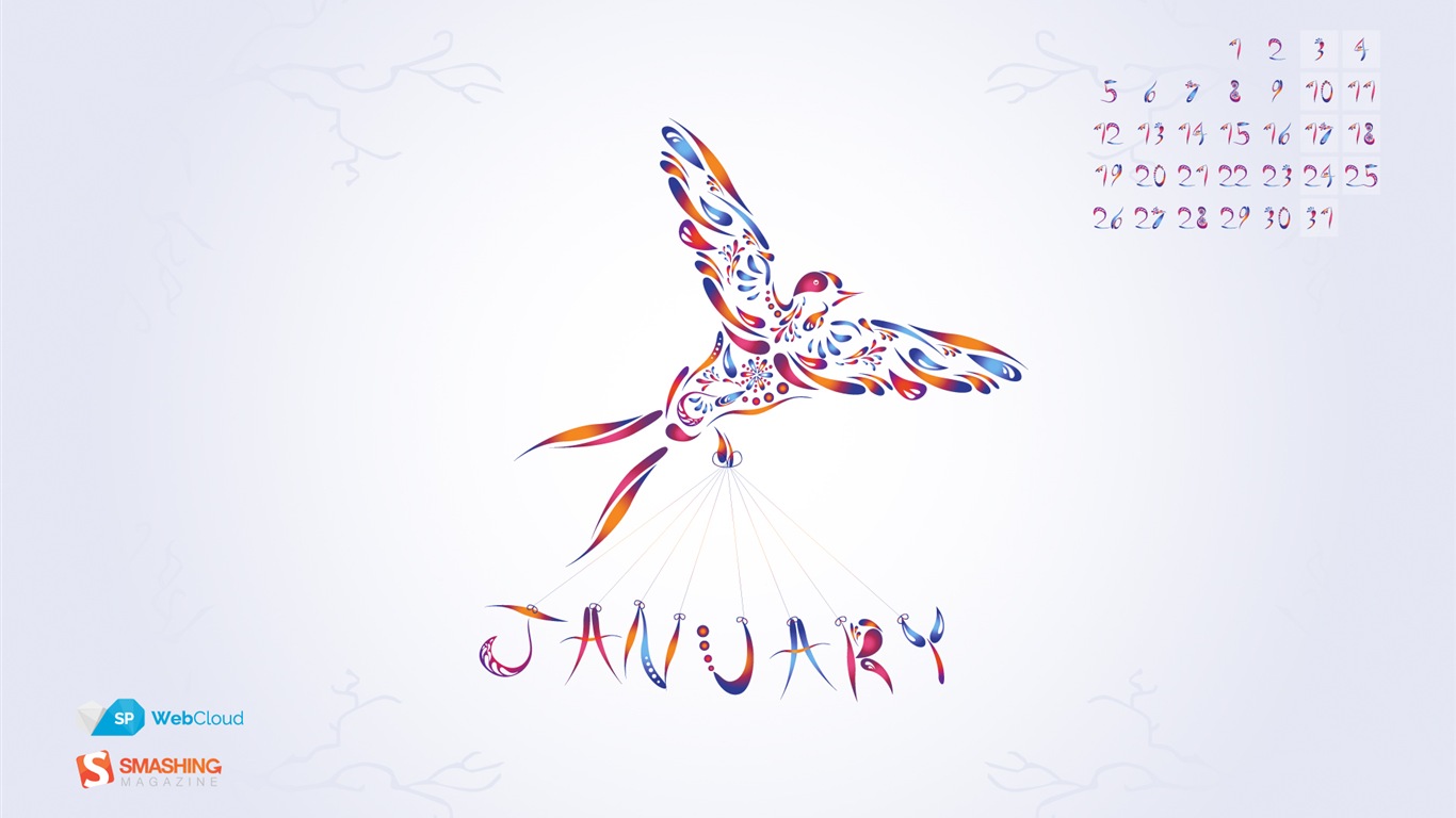 Januar 2015 Kalender Wallpaper (2) #17 - 1366x768