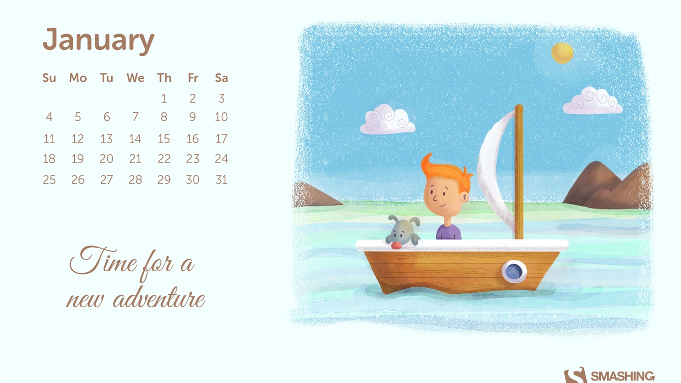 2015年1月 月曆壁紙(二) #19 - 1366x768