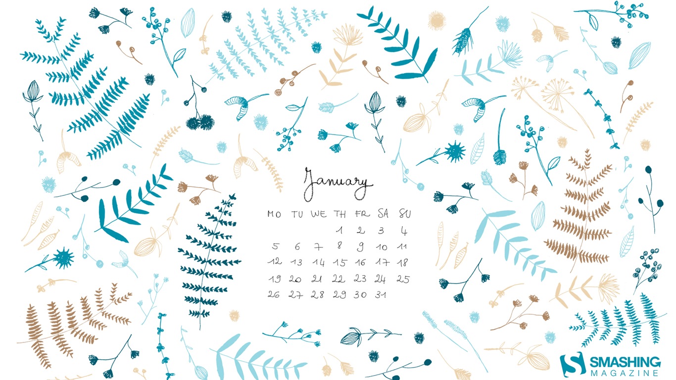 Janvier 2015 calendar fond d'écran (2) #20 - 1366x768