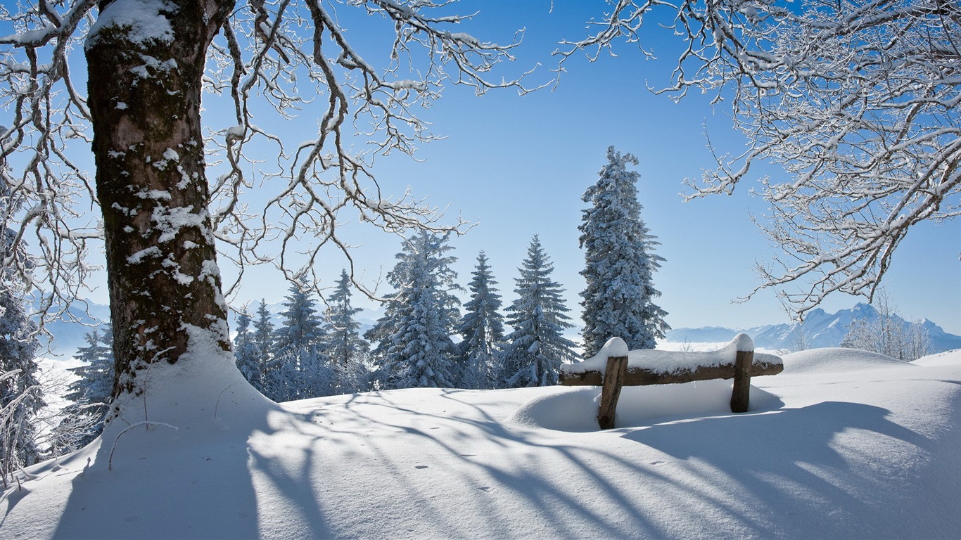 Zimní sníh Nádherná příroda HD tapety na plochu #13 - 1366x768