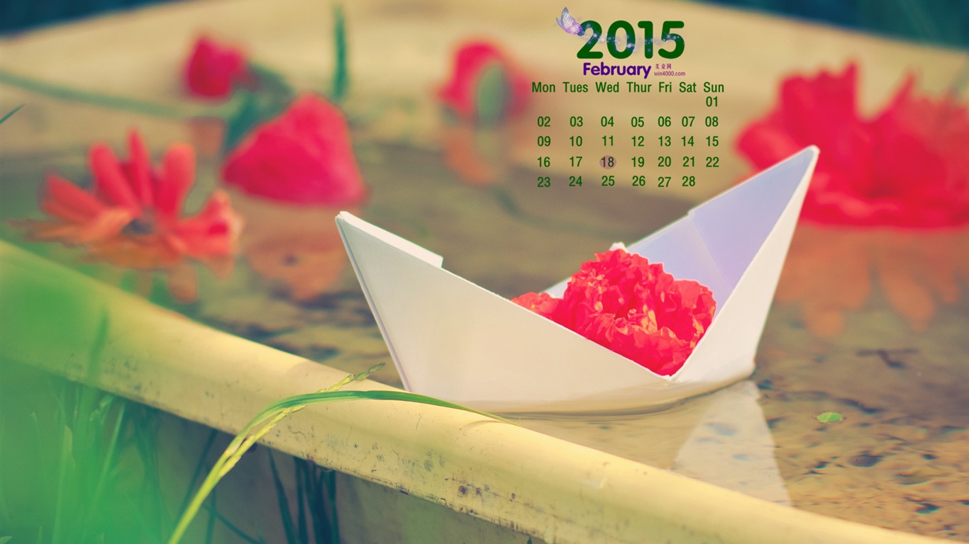 2015年2月 月曆壁紙(一) #3 - 1366x768