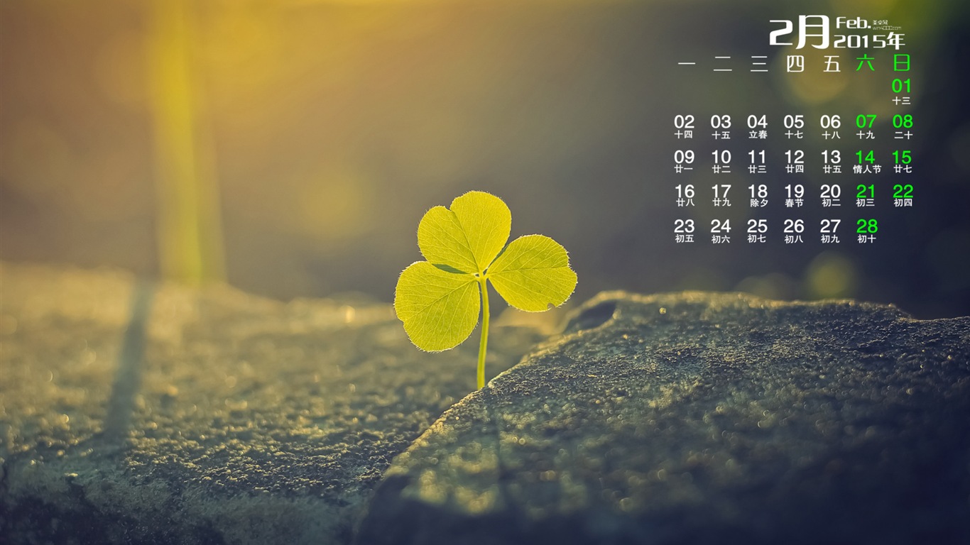 2015年2月 月曆壁紙(一) #19 - 1366x768