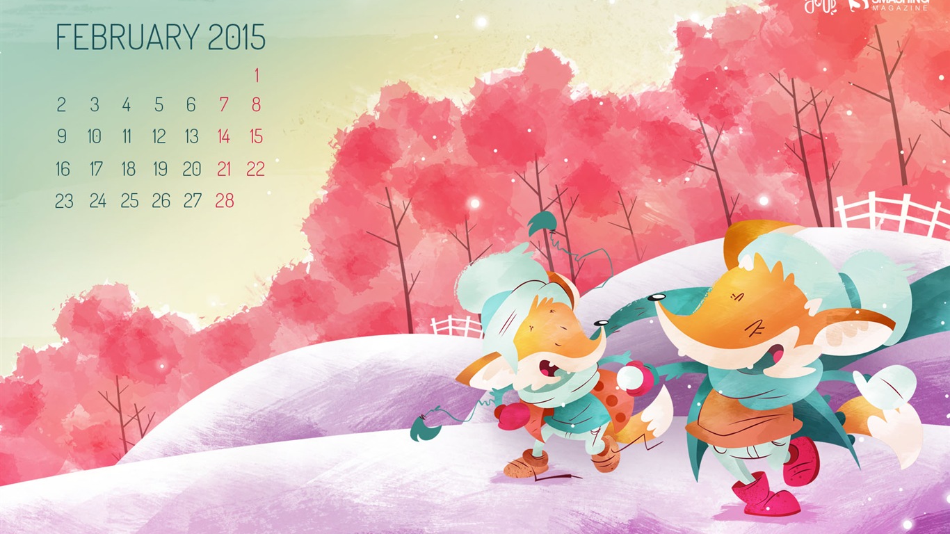 Februar 2015 Kalender Wallpaper (2) #1 - 1366x768
