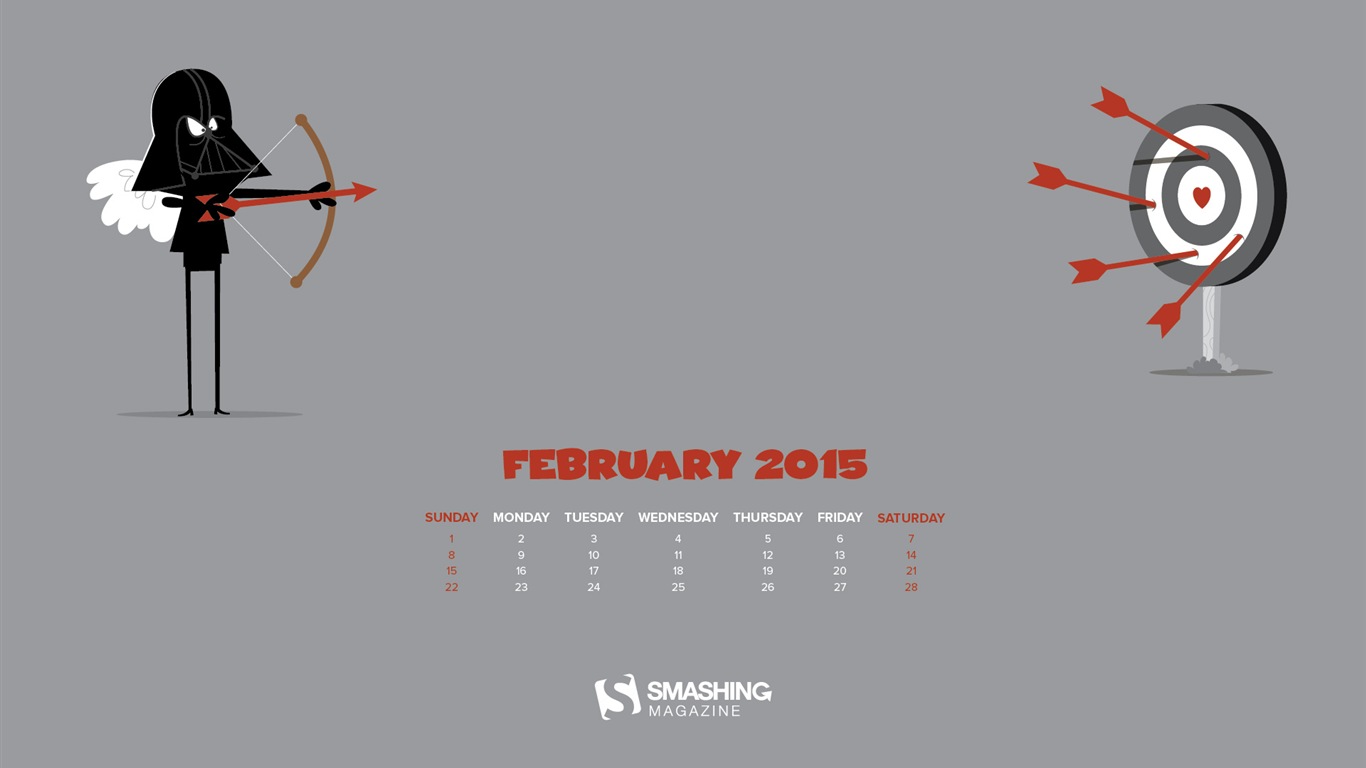 Februar 2015 Kalender Wallpaper (2) #13 - 1366x768