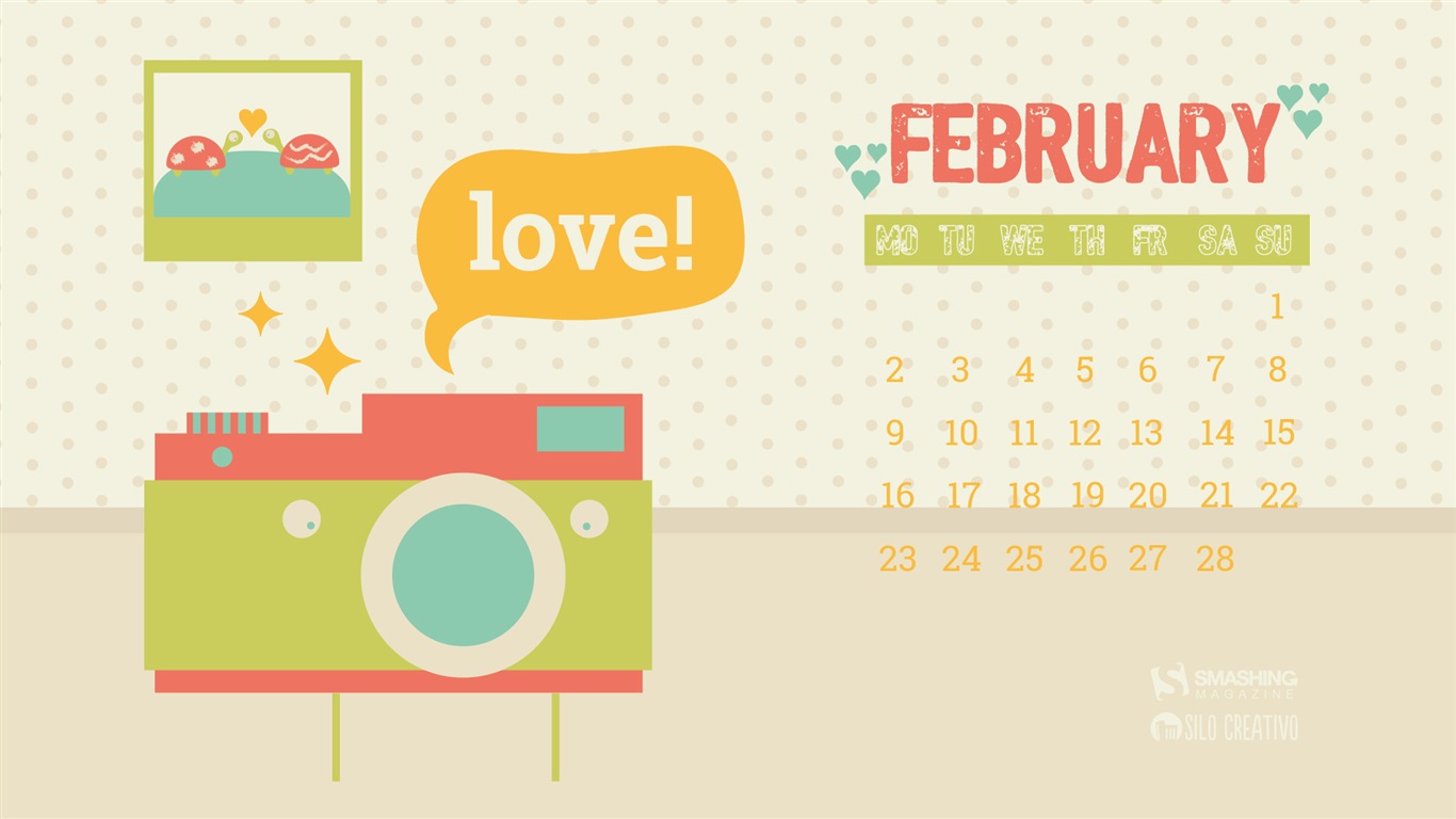 Februar 2015 Kalender Wallpaper (2) #15 - 1366x768