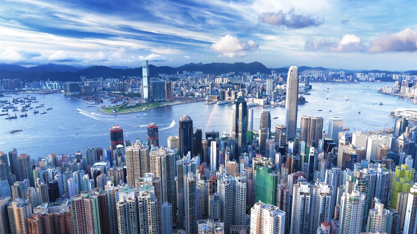 美丽的香港 城市景观 高清壁纸1 - 1366x768