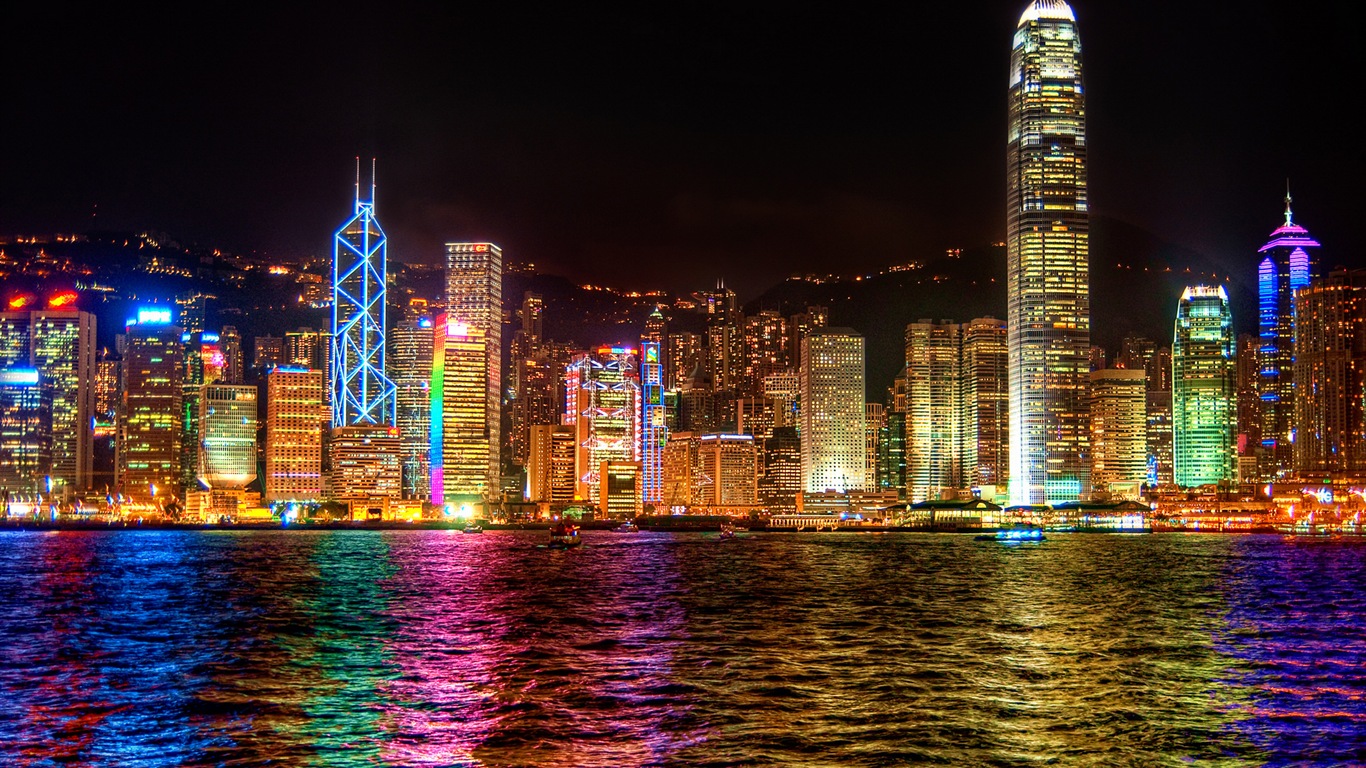 Paysage urbain beaux fonds d'écran HD de Hong Kong #13 - 1366x768