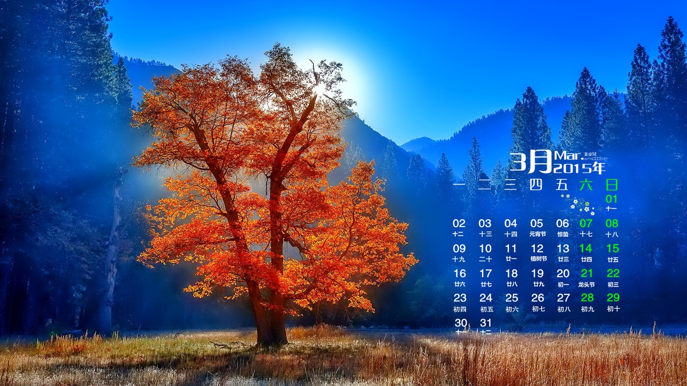 March 2015 Calendar wallpaper (1) #16 - 1366x768