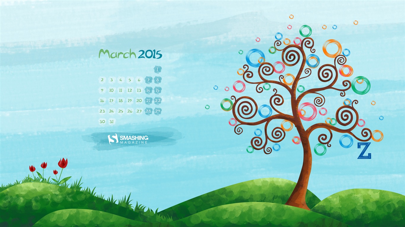 March 2015 Calendar wallpaper (2) #1 - 1366x768