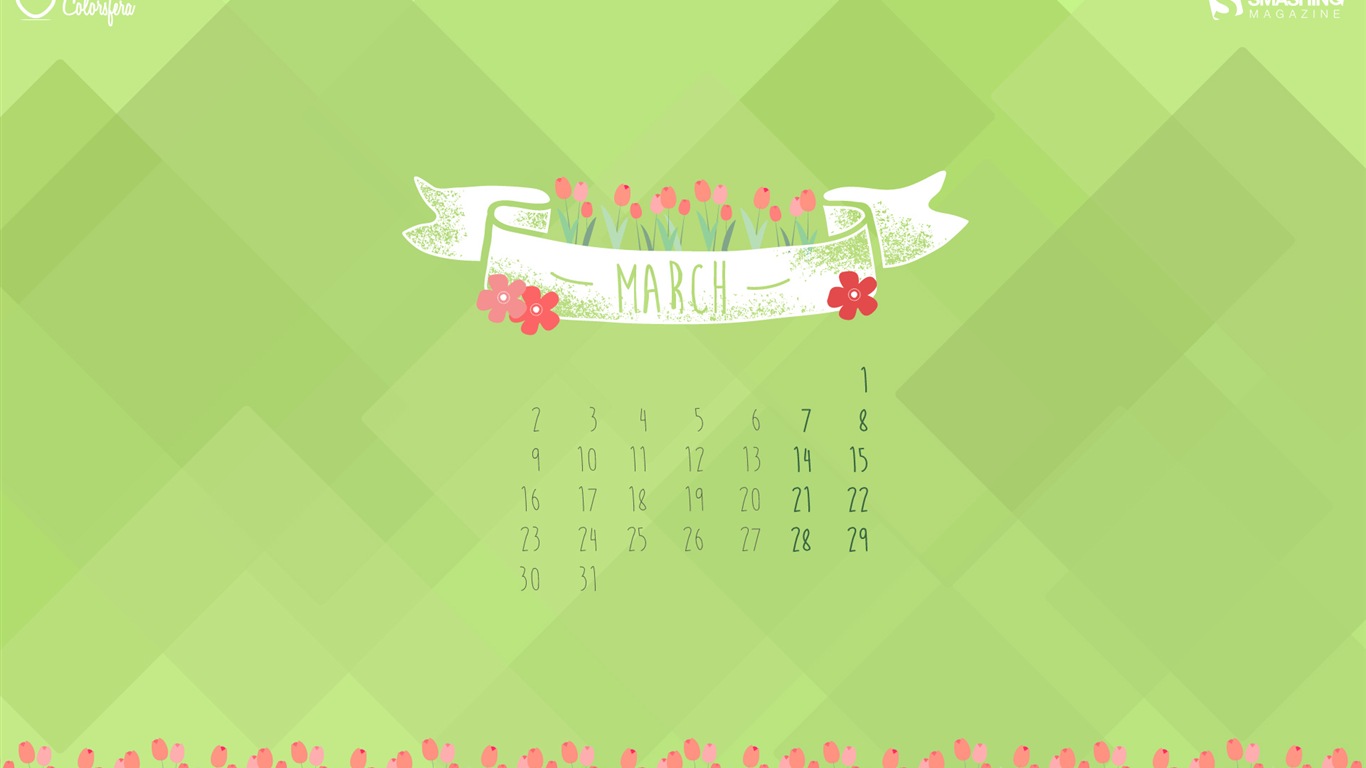 2015年3月 月曆壁紙(二) #2 - 1366x768
