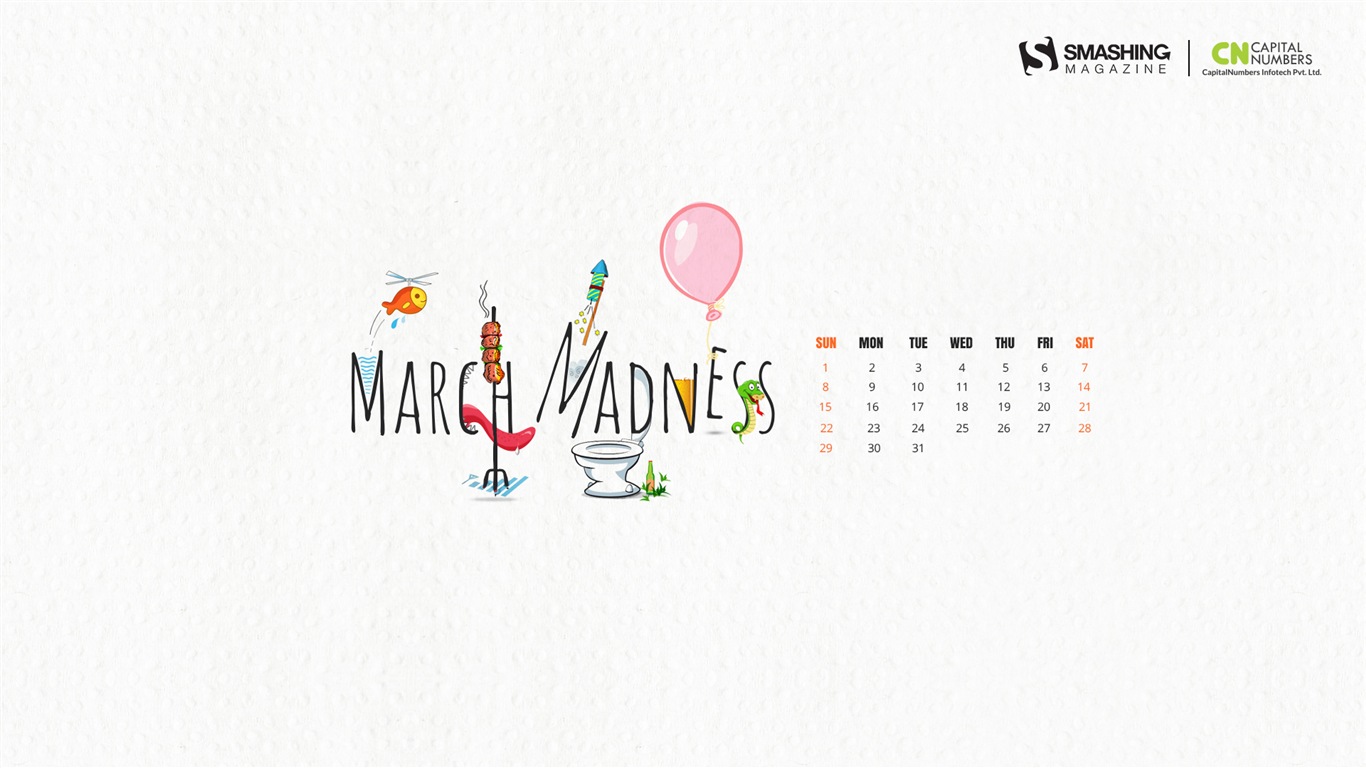 2015年3月 月曆壁紙(二) #13 - 1366x768