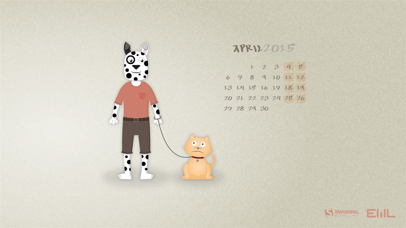 2015年4月 月曆壁紙(一) #2 - 1366x768