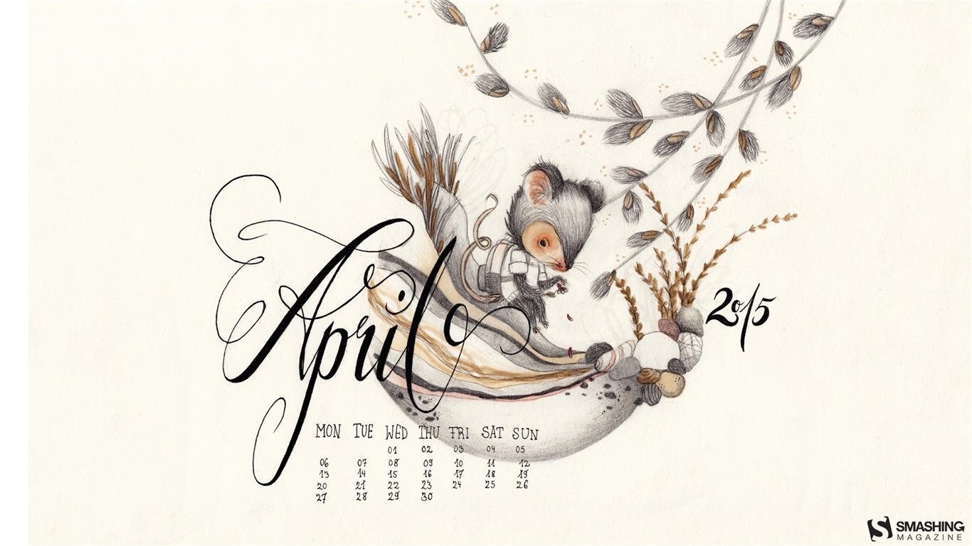 April 2015 Kalender Wallpaper (1) #15 - 1366x768