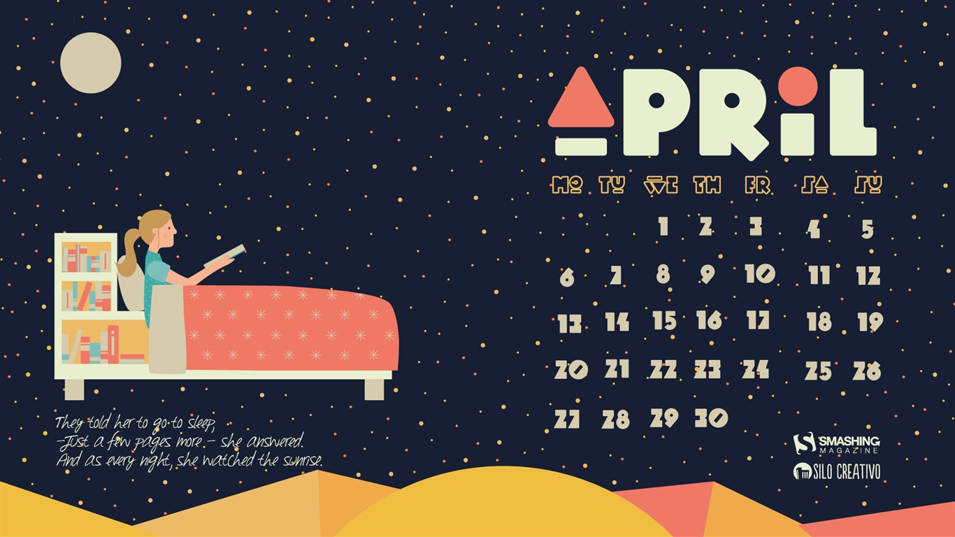 April 2015 Kalender Wallpaper (1) #18 - 1366x768