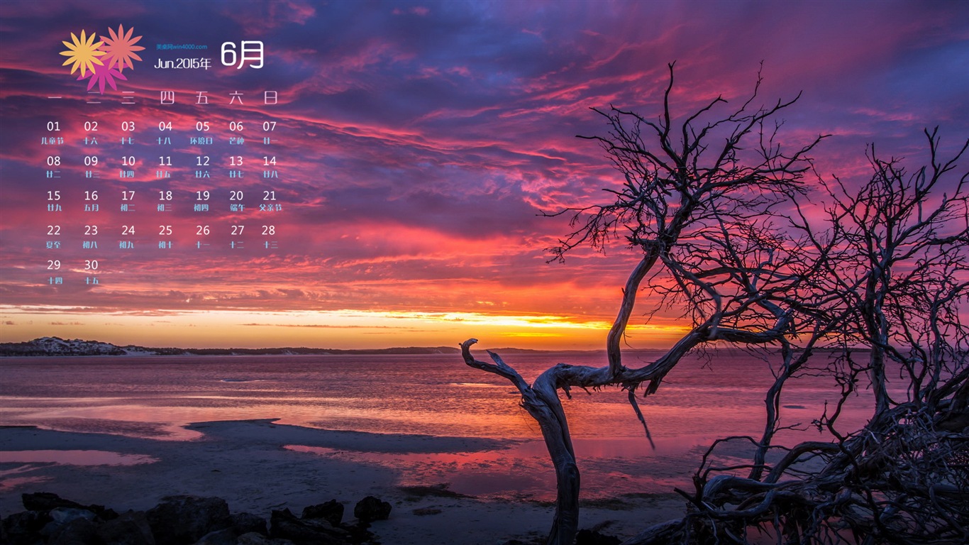 Juni 2015 Kalender Wallpaper (1) #16 - 1366x768