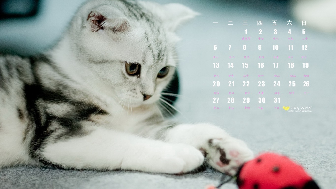 2015年7月 月曆壁紙(一) #11 - 1366x768