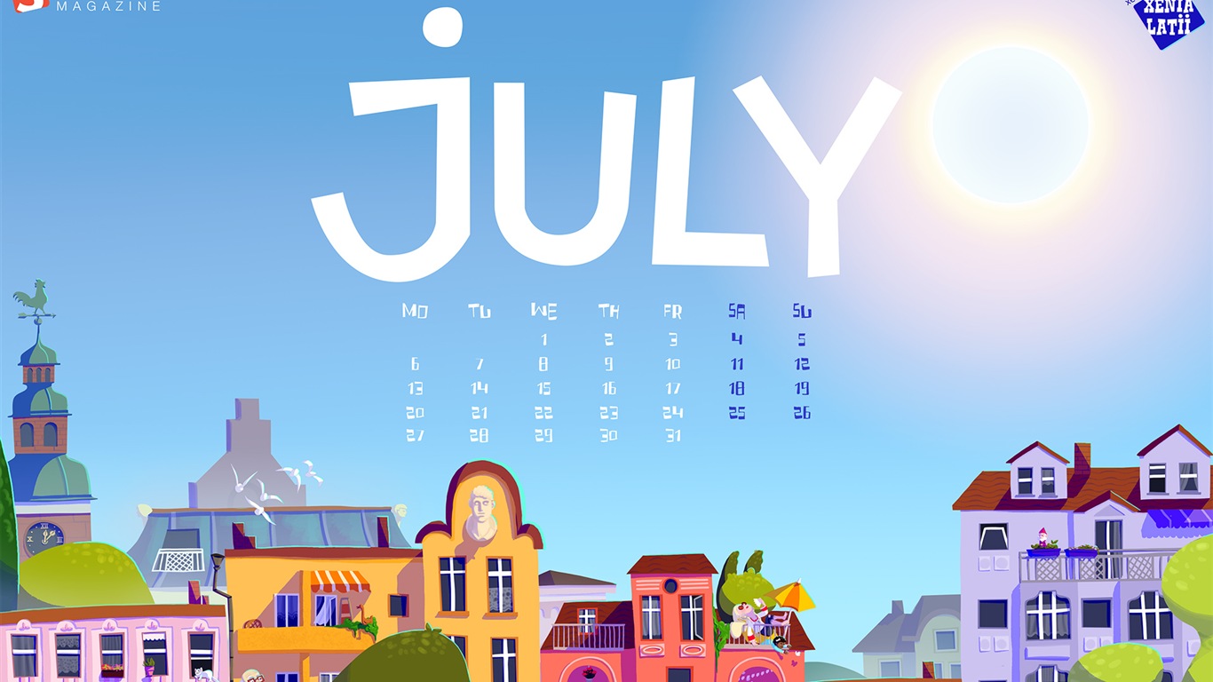 2015年7月 月曆壁紙(二) #1 - 1366x768
