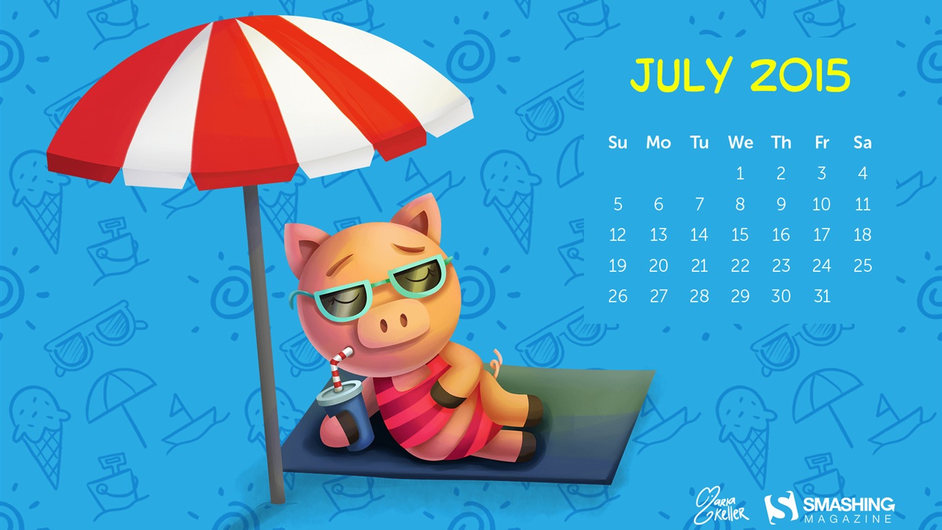 2015年7月 月曆壁紙(二) #6 - 1366x768
