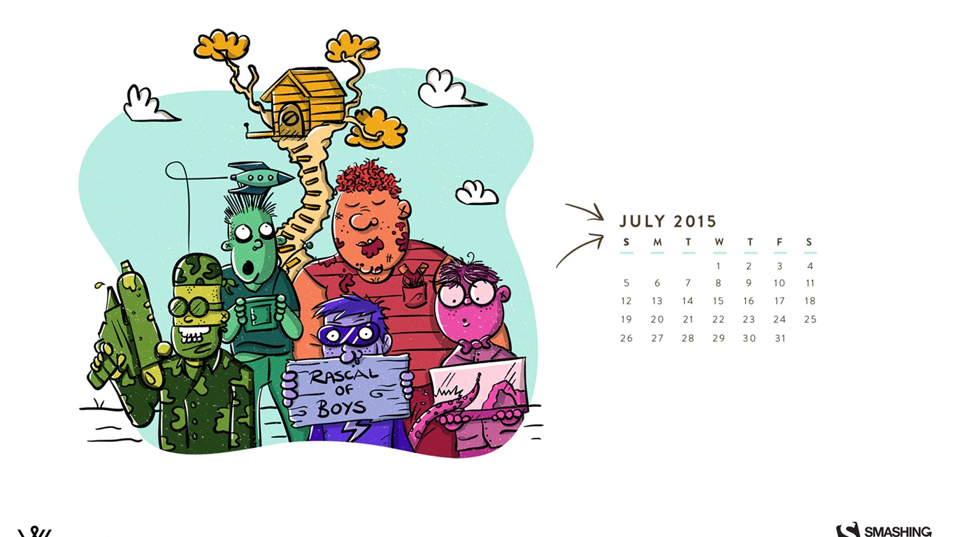 2015年7月 月曆壁紙(二) #9 - 1366x768