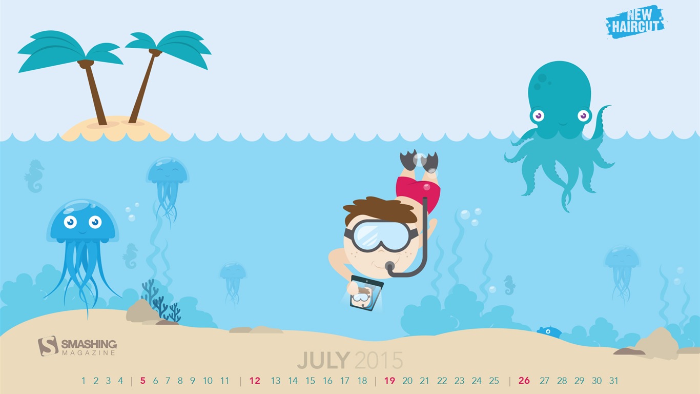 2015年7月 月曆壁紙(二) #18 - 1366x768