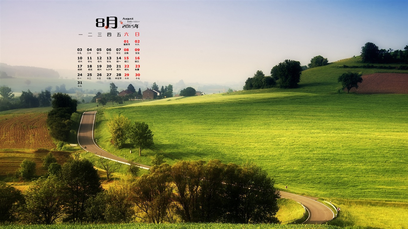 August 2015 Kalender Wallpaper (1) #1 - 1366x768