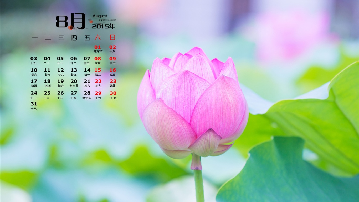2015年8月 月曆壁紙(一) #15 - 1366x768