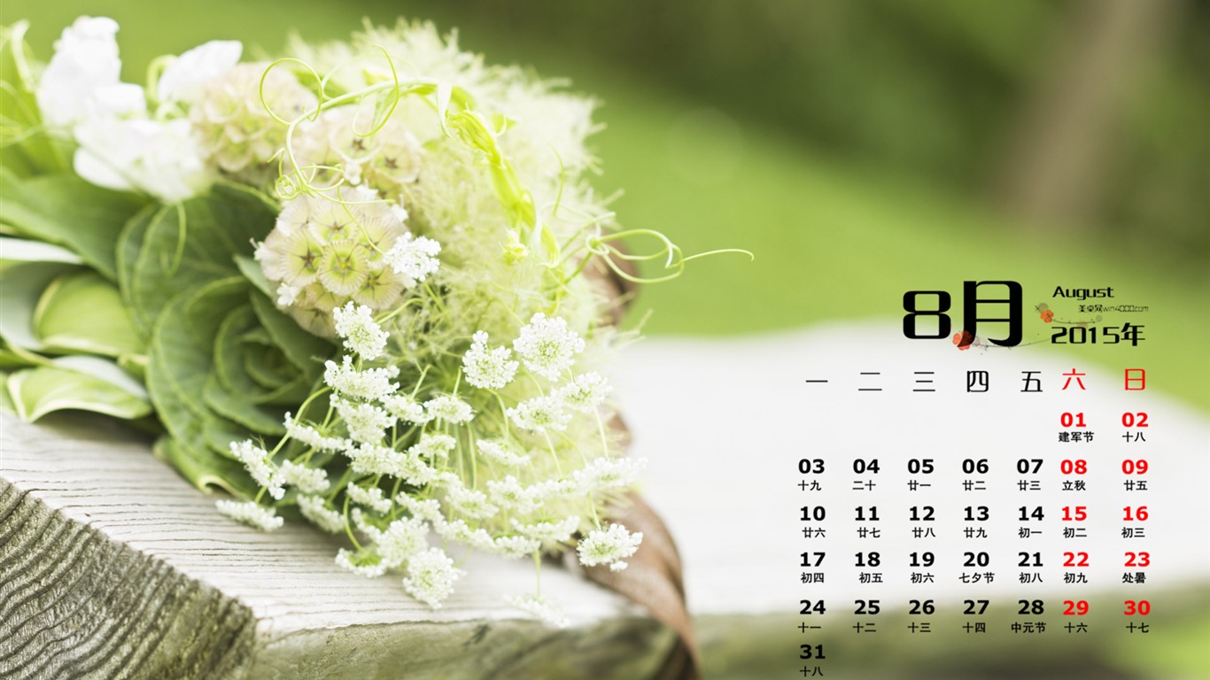 2015年8月 月曆壁紙(一) #19 - 1366x768