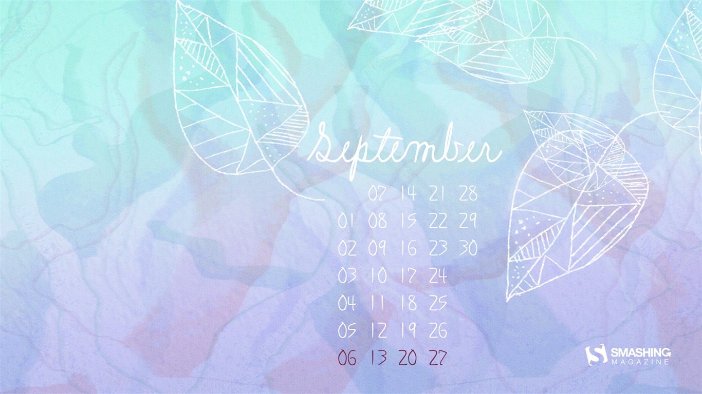 2015年9月カレンダー壁紙（2） #8 - 1366x768