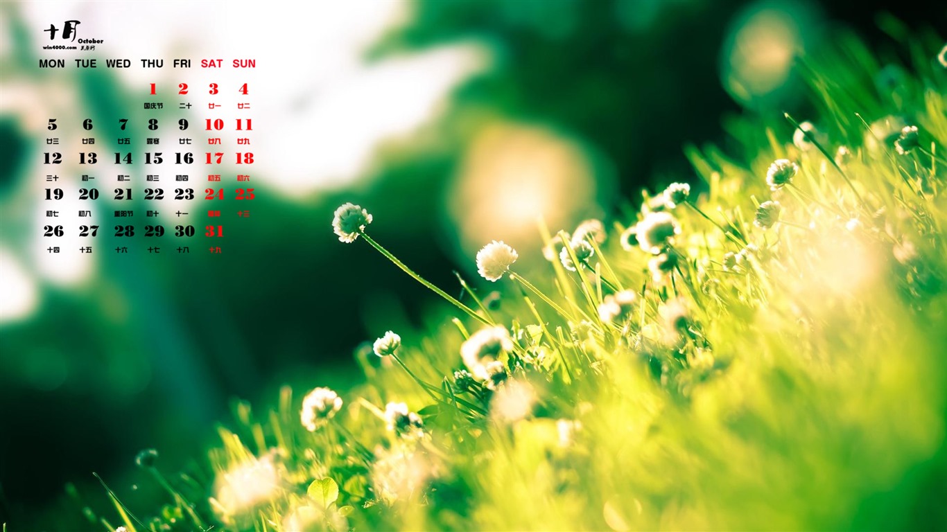 2015年10月 月曆壁紙(一) #20 - 1366x768
