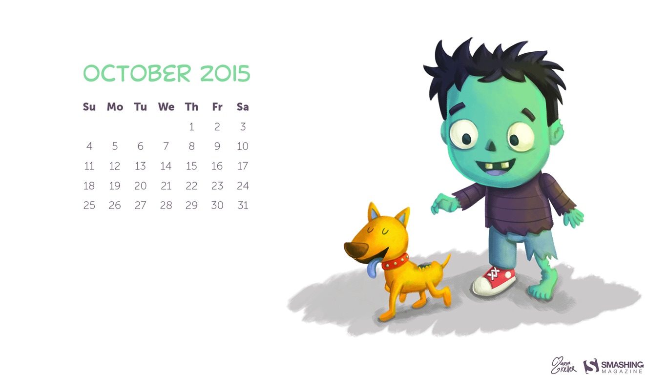 Oktober 2015 Kalender Wallpaper (2) #7 - 1366x768