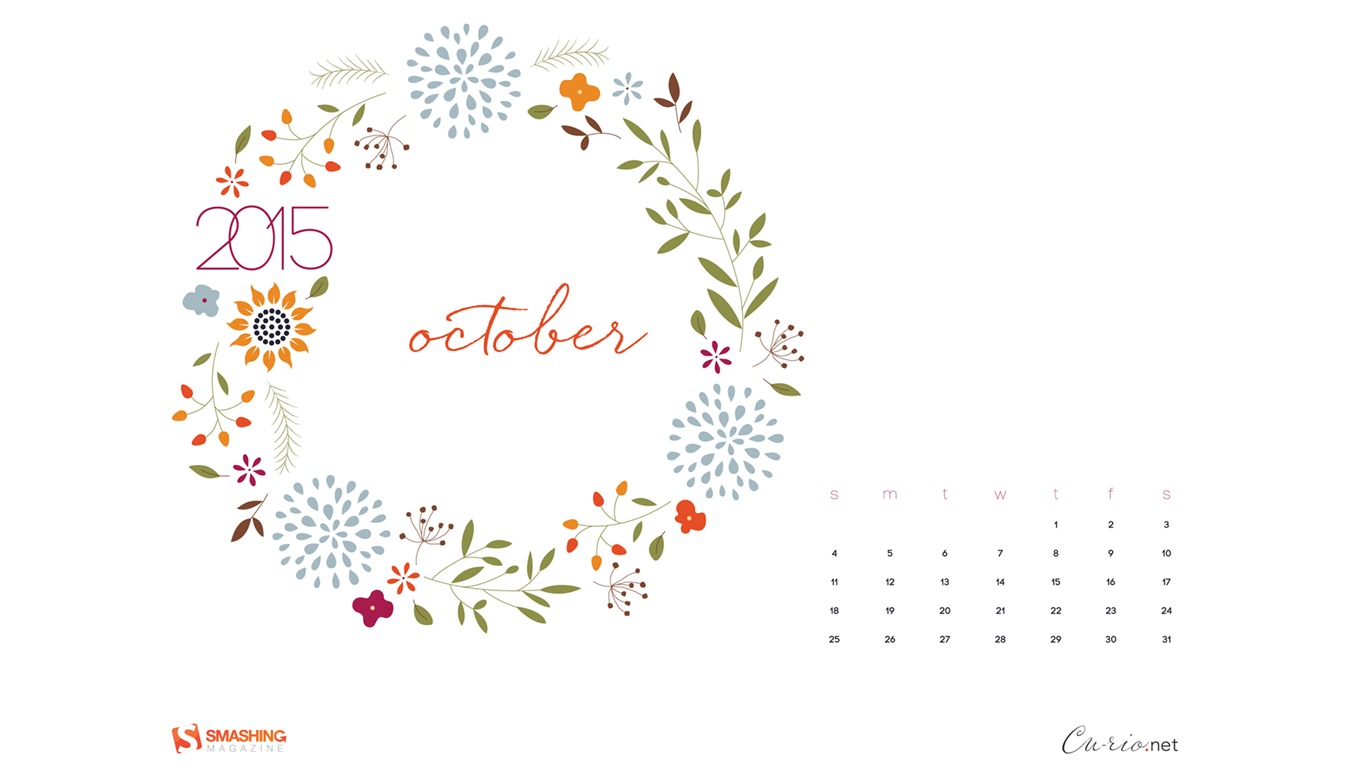 Oktober 2015 Kalender Wallpaper (2) #11 - 1366x768