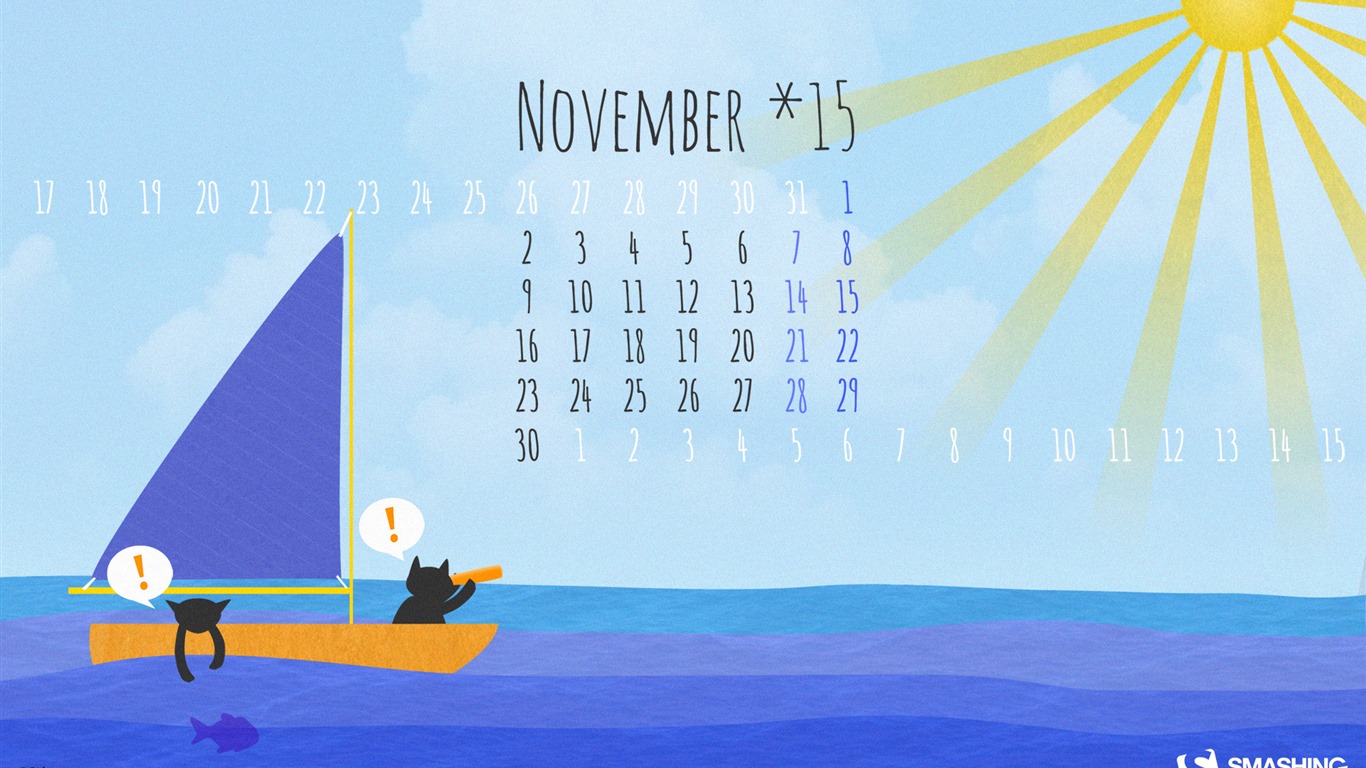2015年11月 月曆壁紙(二) #1 - 1366x768