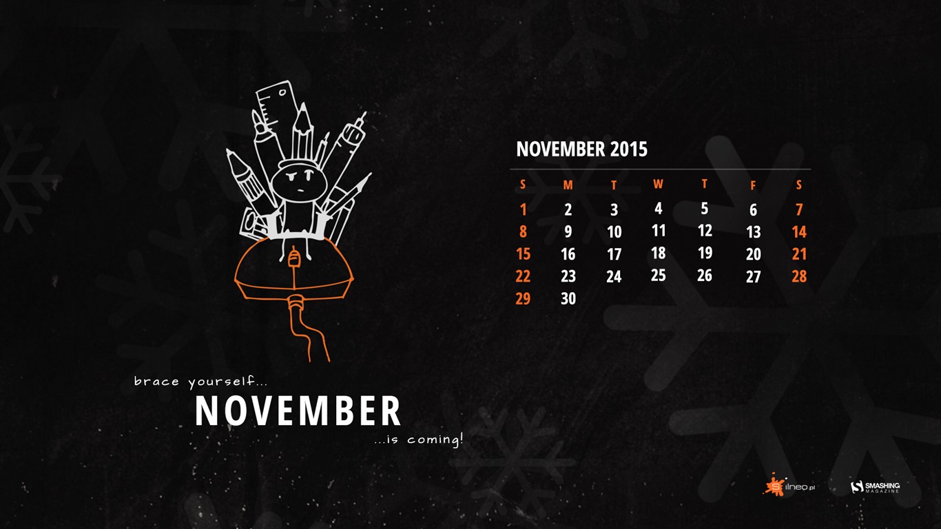 November 2015 Calendar wallpaper (2) #9 - 1366x768