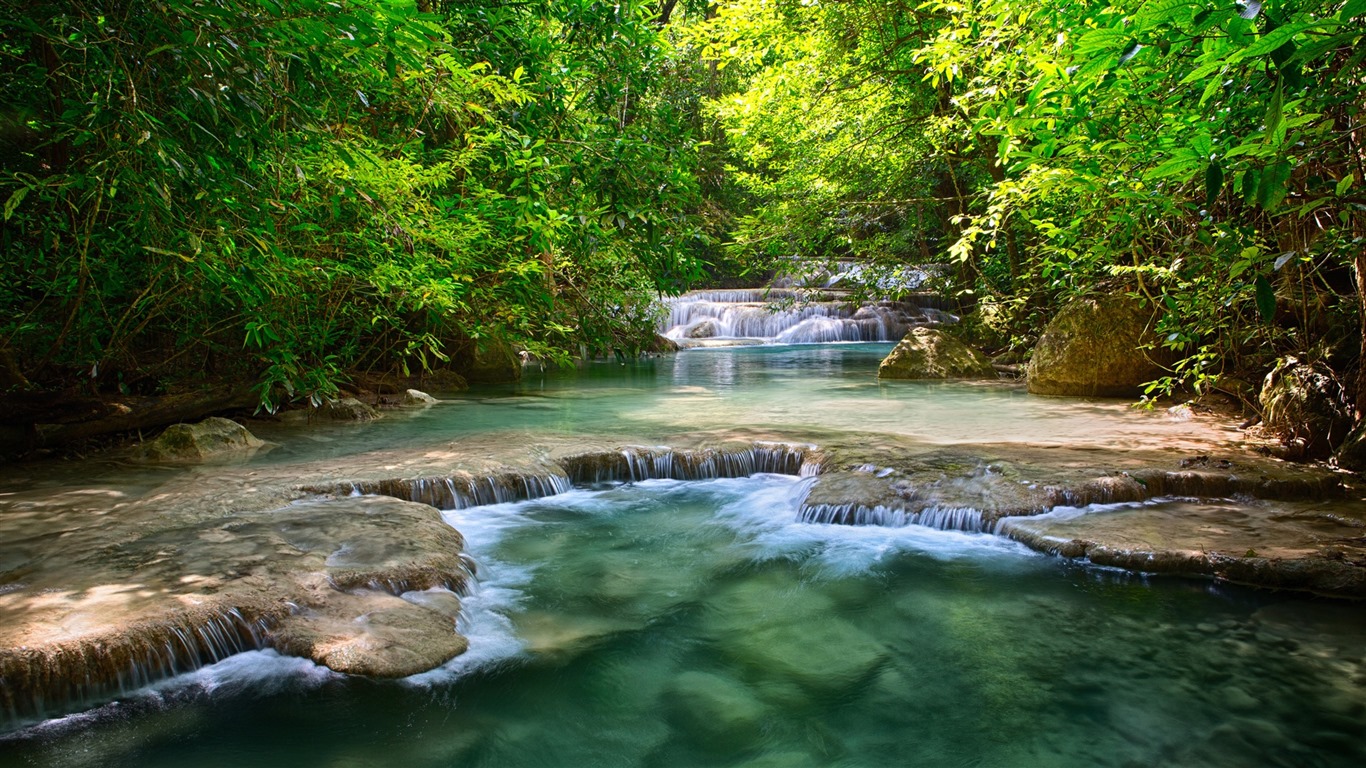 Trees, mountains, water, sunrise and sunset, nature scenery HD wallpapers #38 - 1366x768