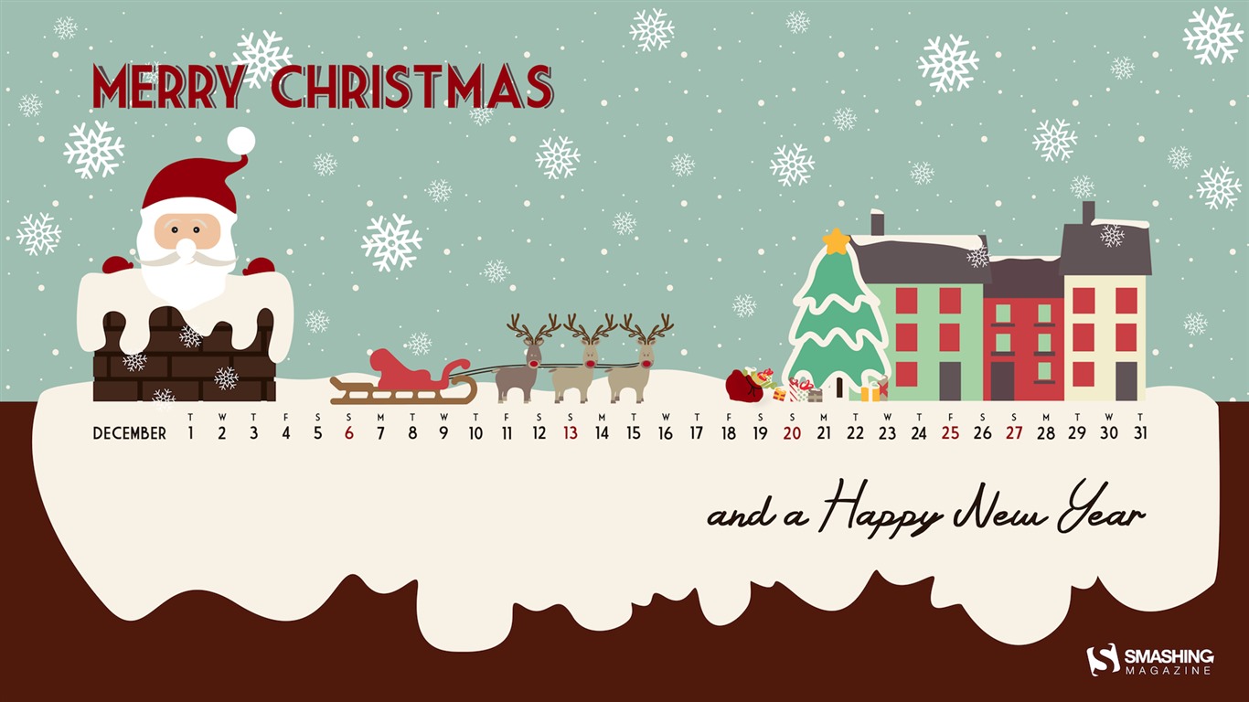 December 2015 Calendar wallpaper (1) #15 - 1366x768