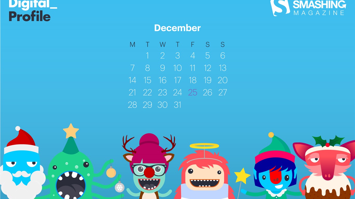 2015年12月 月曆壁紙(一) #18 - 1366x768