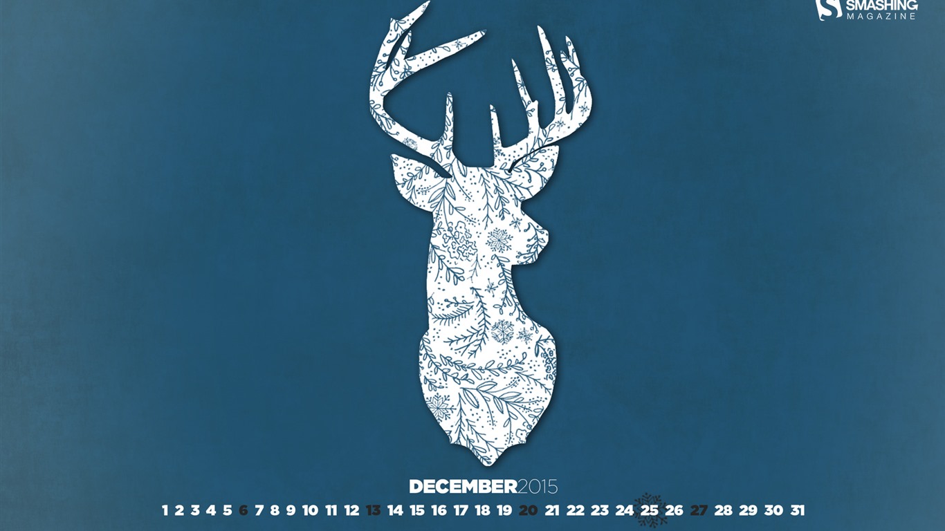 2015年12月 月曆壁紙(一) #19 - 1366x768