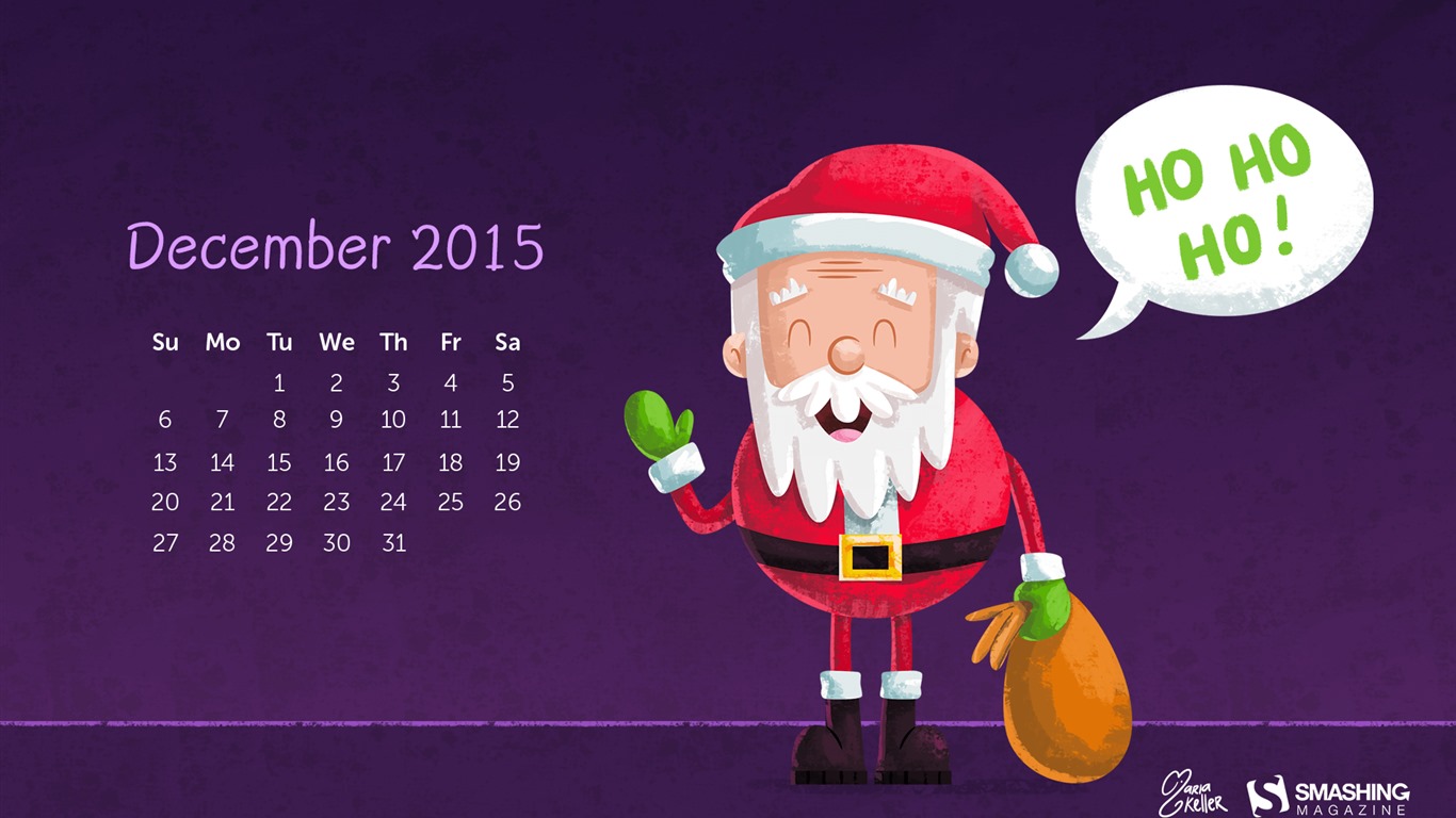 Dezember 2015 Kalender Wallpaper (2) #2 - 1366x768