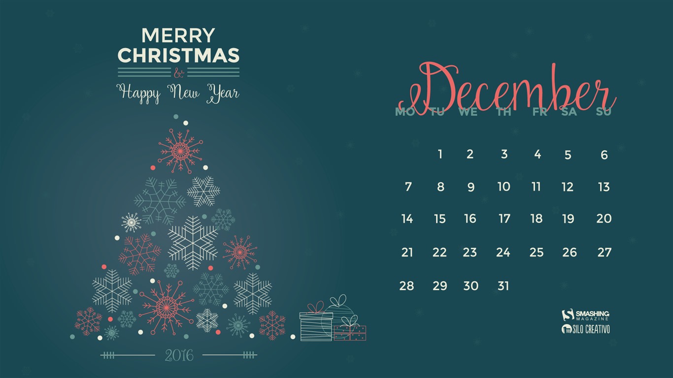 2015年12月 月曆壁紙(二) #3 - 1366x768