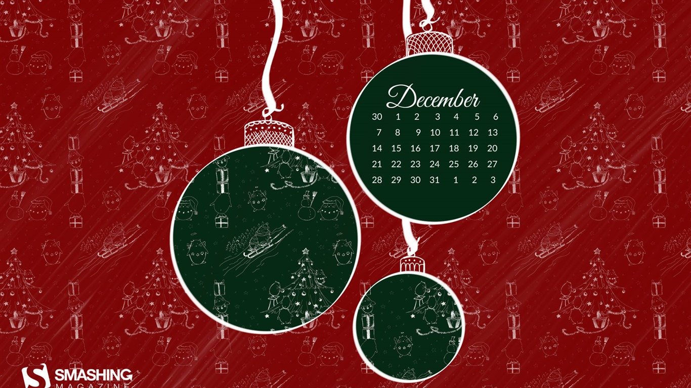 Dezember 2015 Kalender Wallpaper (2) #10 - 1366x768