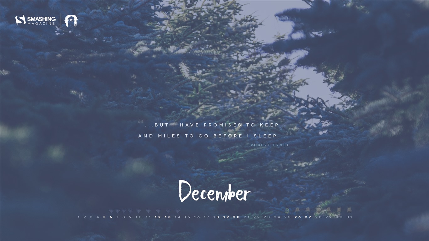 2015年12月 月曆壁紙(二) #12 - 1366x768