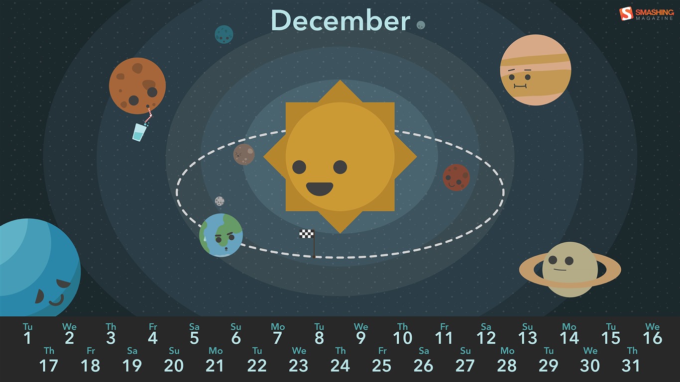 2015年12月 月曆壁紙(二) #16 - 1366x768