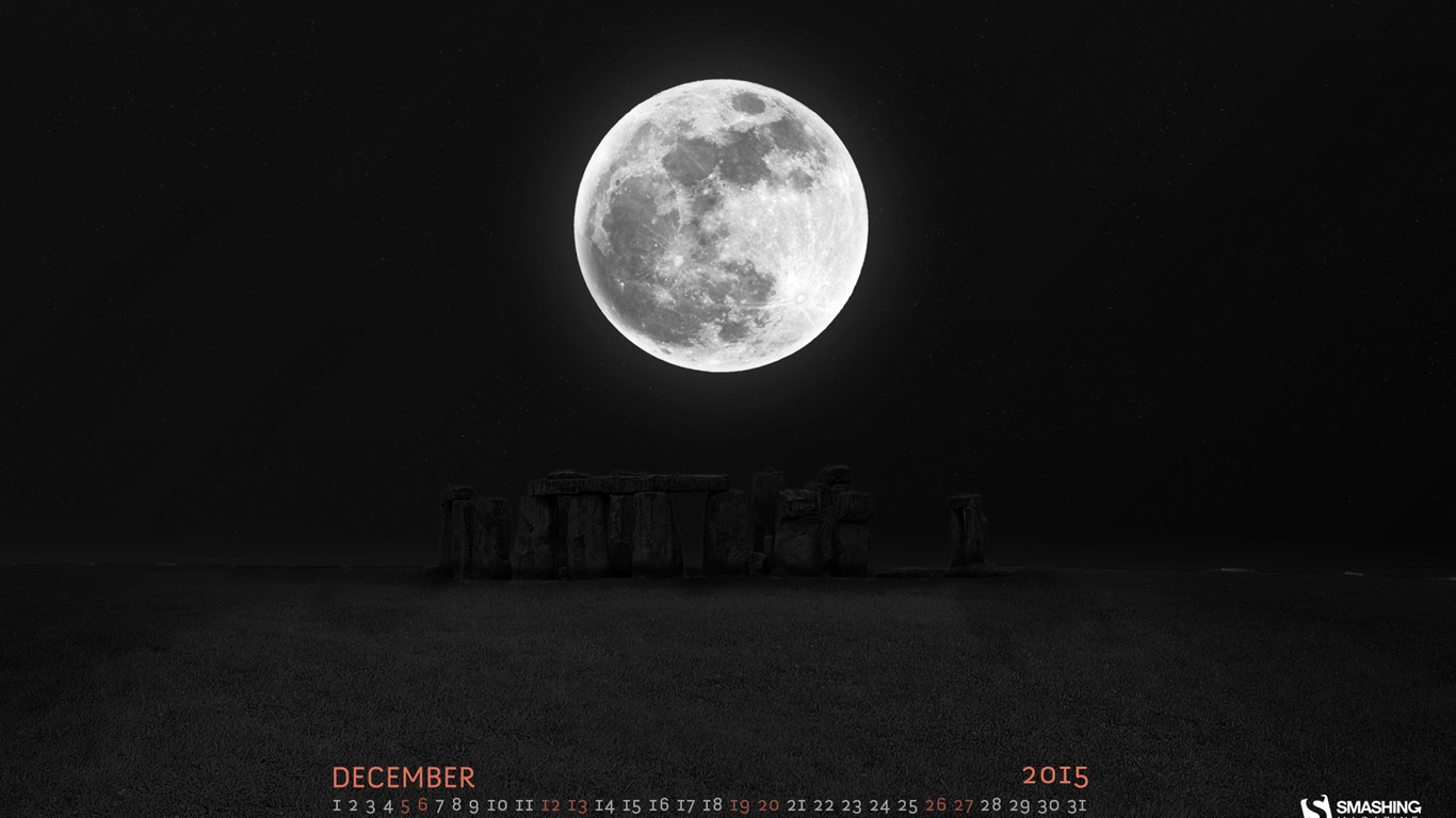 2015年12月 月曆壁紙(二) #19 - 1366x768