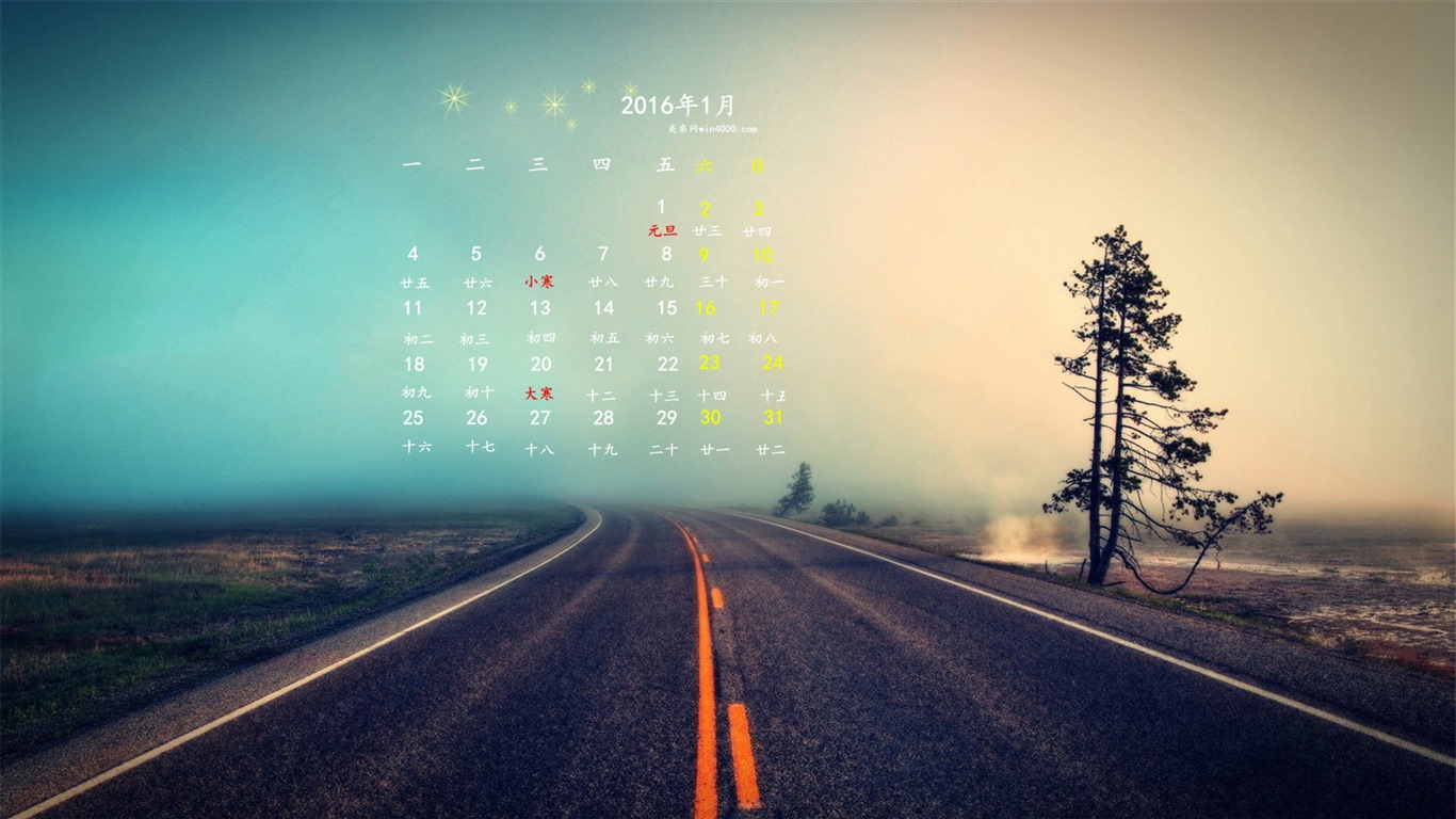 Januar 2016 Kalender Wallpaper (1) #6 - 1366x768