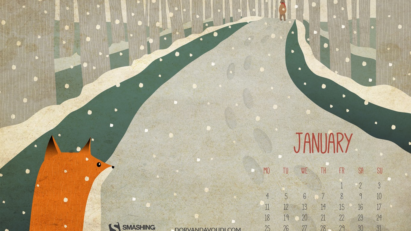 Januar 2016 Kalender Wallpaper (2) #6 - 1366x768