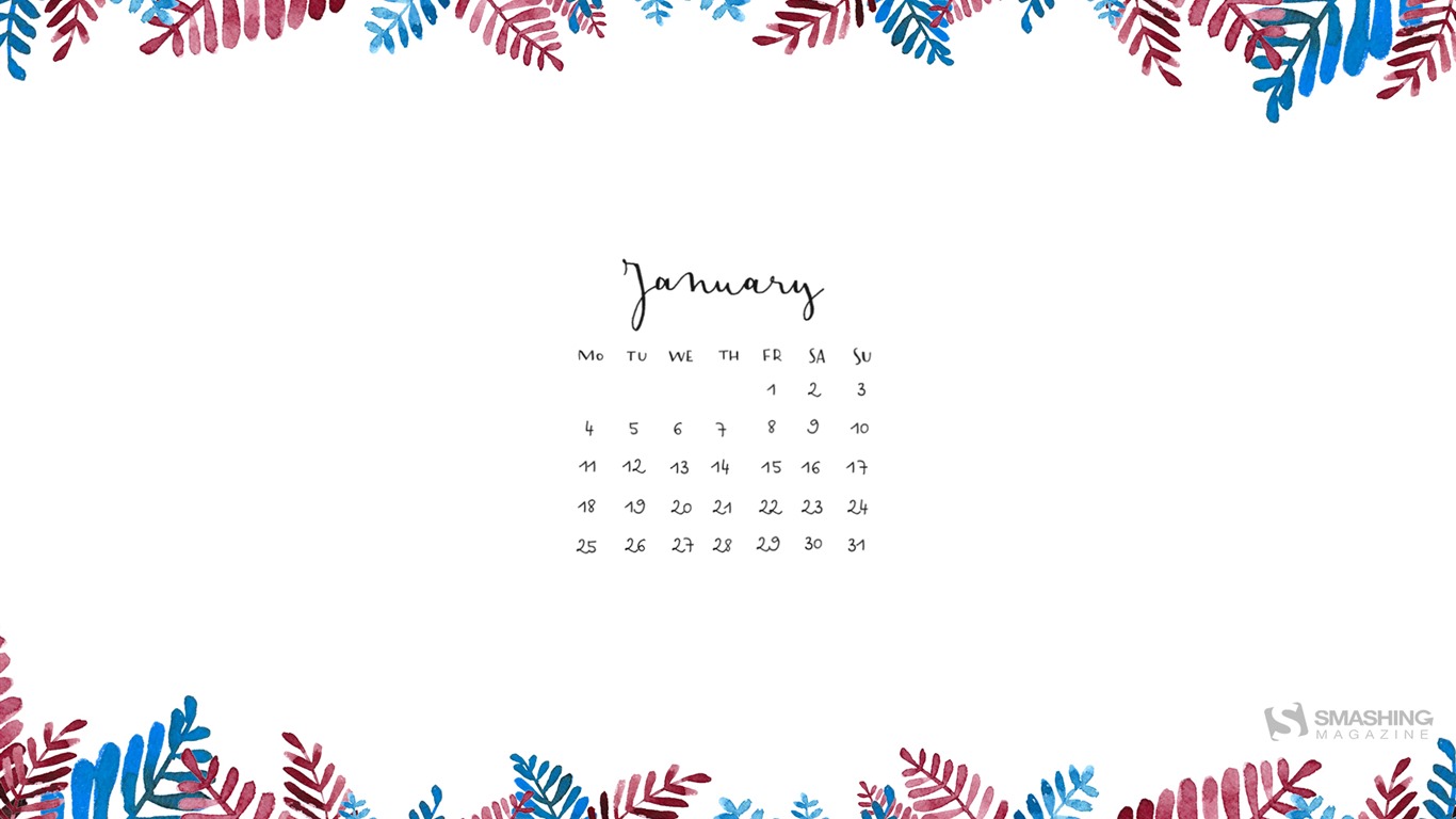Januar 2016 Kalender Wallpaper (2) #8 - 1366x768