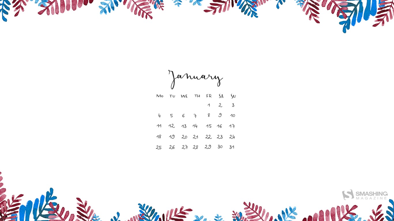 January 2016 calendar wallpaper (2) #8 - 1366x768